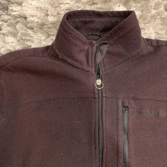 Timberland Sweater Large Adult Black Full Zip Pockets Fleece Outdoor Mens - Picture 2 of 7